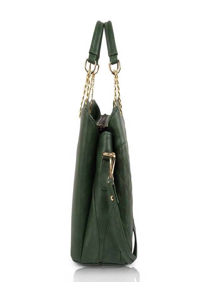 EVEDA Synthetic Vegan Leather Classic Chain Strap Top Handle Handheld Shoulder Crossbody Water Resistant Handbag For Women - Image 5